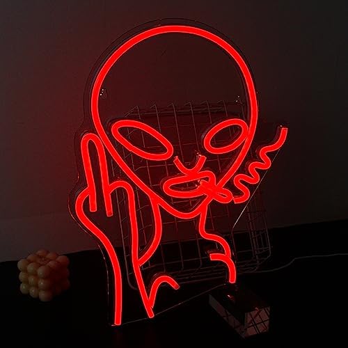 SIGNSHIP Red Alien Neon Sign | USB LED Wall Decor for Bedroom & Bar