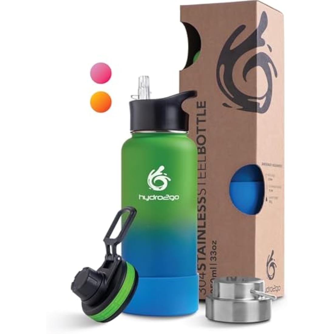hydro2go Insulated Stainless Steel Water Bottle - 950ml Leak-Proof Earth