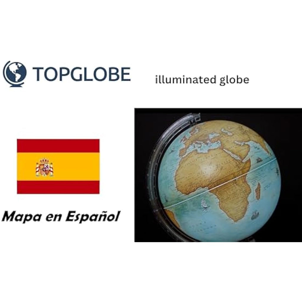 Illuminated Political Globe – 20cm Spanish Map Desktop Decor