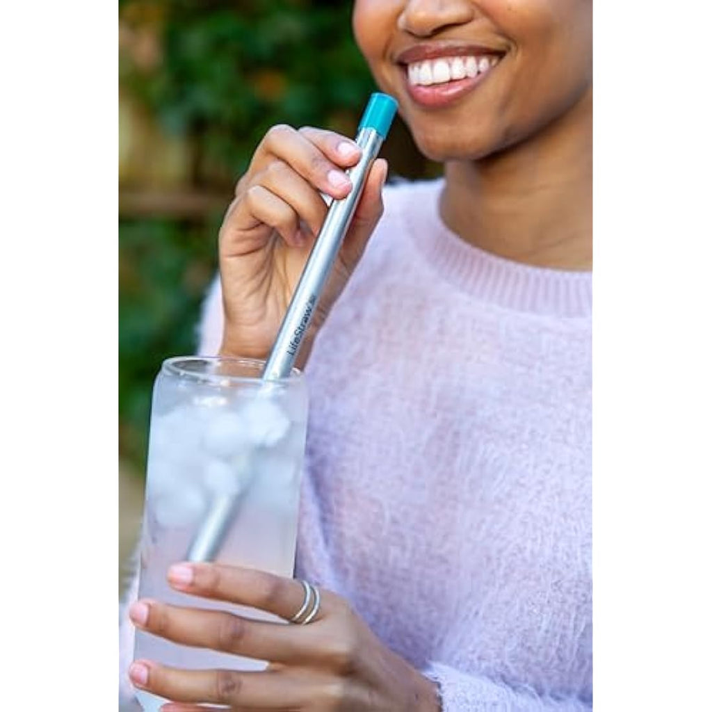 LifeStraw Sip – Stainless Steel Water Filter Straw with Case, Laguna Teal