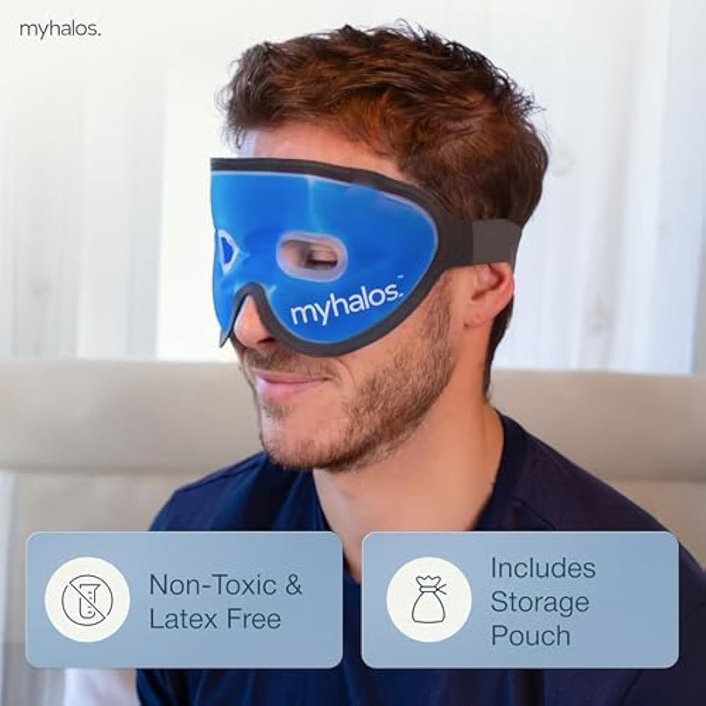 MyHalos Gel Eye Mask – Reusable Cooling Cold Compress for Puffy Eyes, Blue