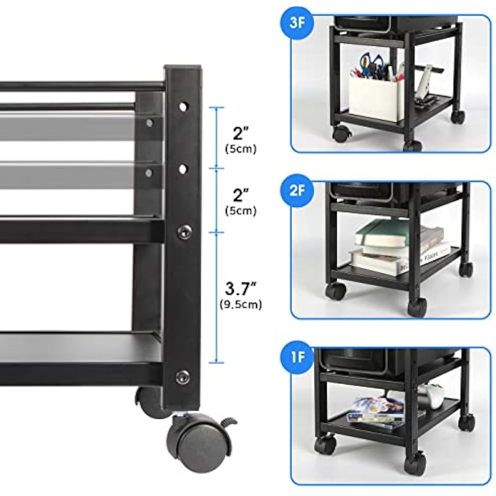 J Jackcube Design 2-Tier Computer Tower Stand | Mobile PC Holder Cart