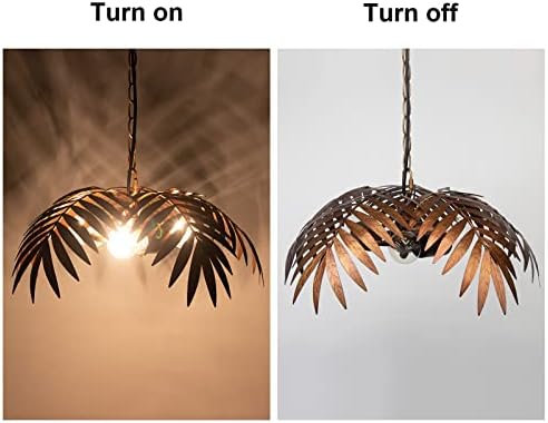 JCPYIUL Retro Tropical Coconut Leaf Chandelier – Iron LED Ceiling Light