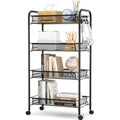 APEXCHASER 4-Tier Metal Rolling Utility Cart | Mobile Storage Trolley, Black