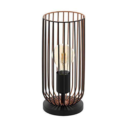 Eglo Roccamena Vintage Table Lamp | Black & Copper Steel Bedside Light