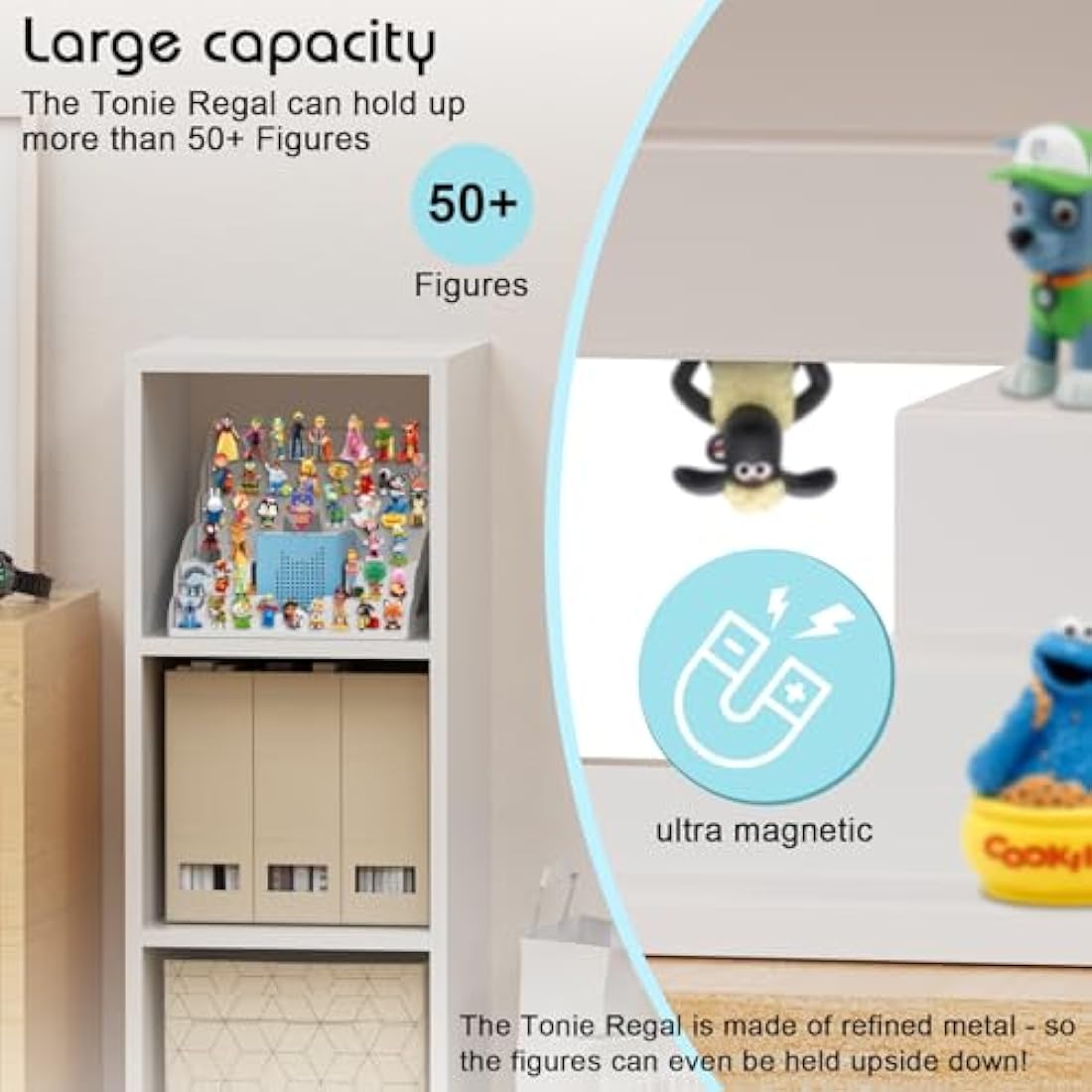 Magnetic Toniebox Shelf for IKEA Kallax - White Metal Rack