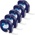 MarkField 5-Pack Label Tape for Dymo LetraTag | Plastic White 12mm x 4m