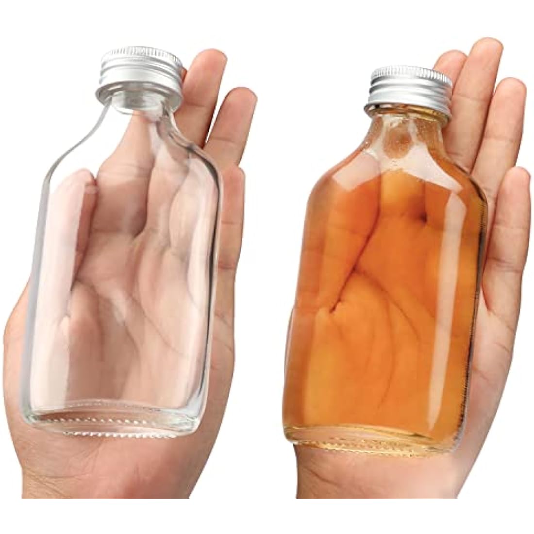 BELLE VOUS 50 Pack 100ml Glass Flask Liquor Bottles with Funnel & Caps
