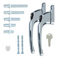 Universal Inline uPVC Window Handle - Chrome Lockable 2 Pack