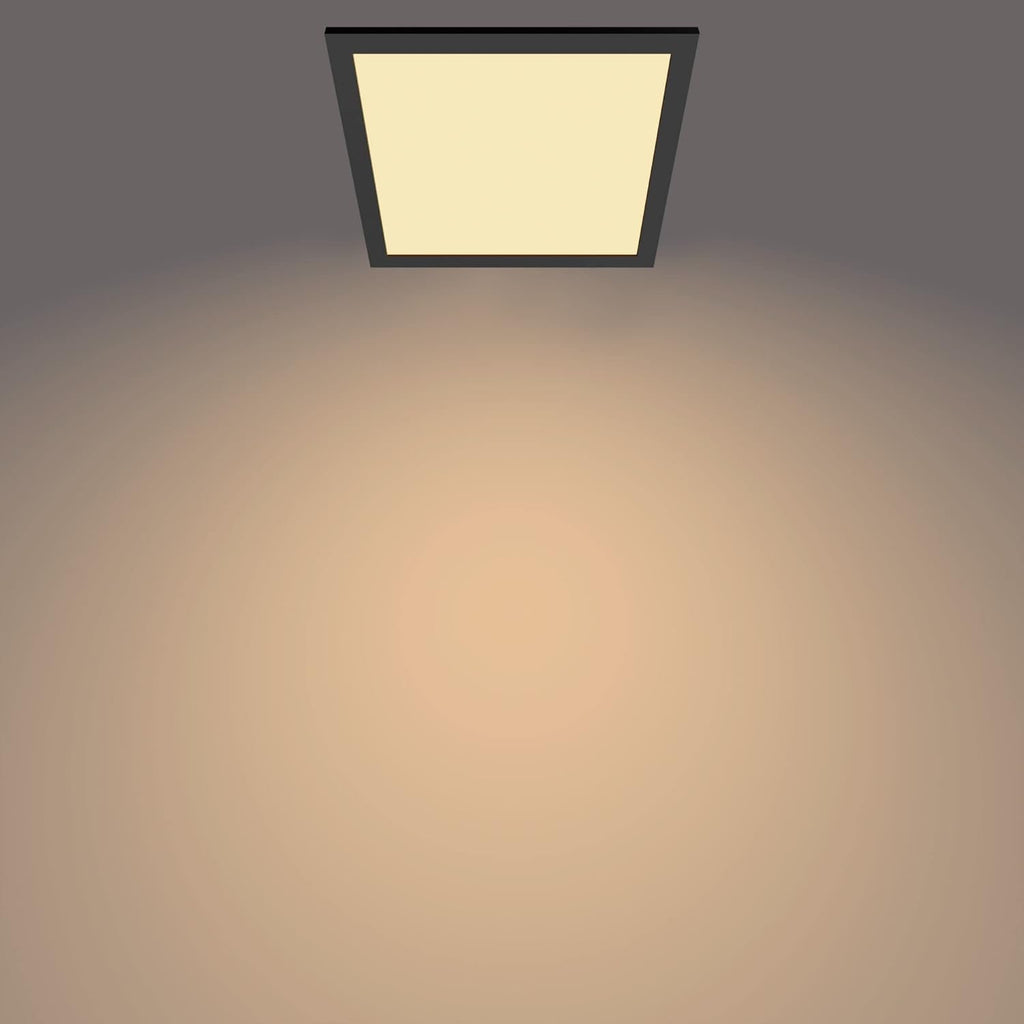 Philips SceneSwitch LED Square Ceiling Light | 12W Dimmable Warm White Black
