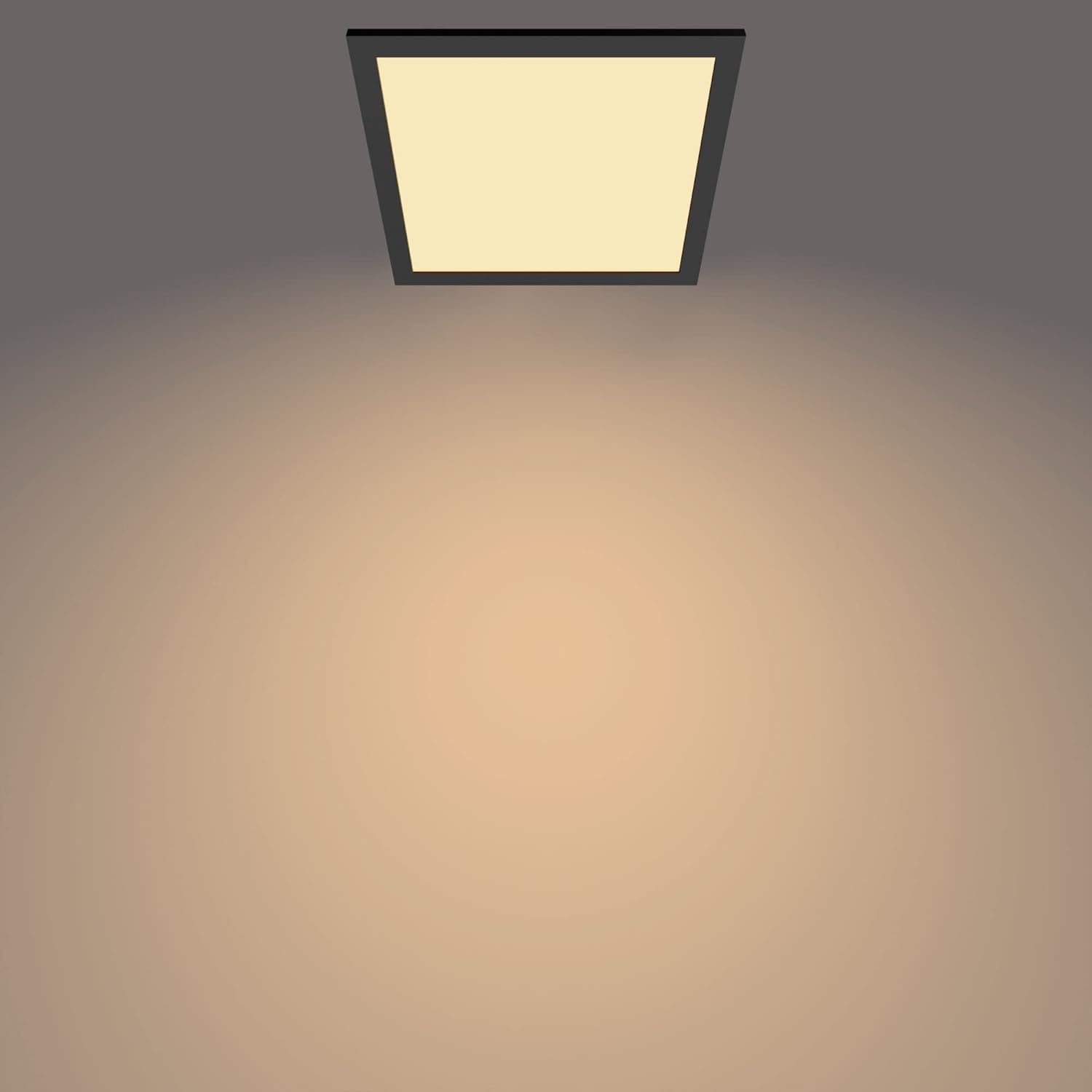 Philips SceneSwitch LED Square Ceiling Light | 12W Dimmable Warm White Black