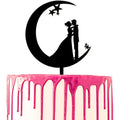 Jolof Store Wedding Cake Topper – Black Acrylic Moon Silhouette