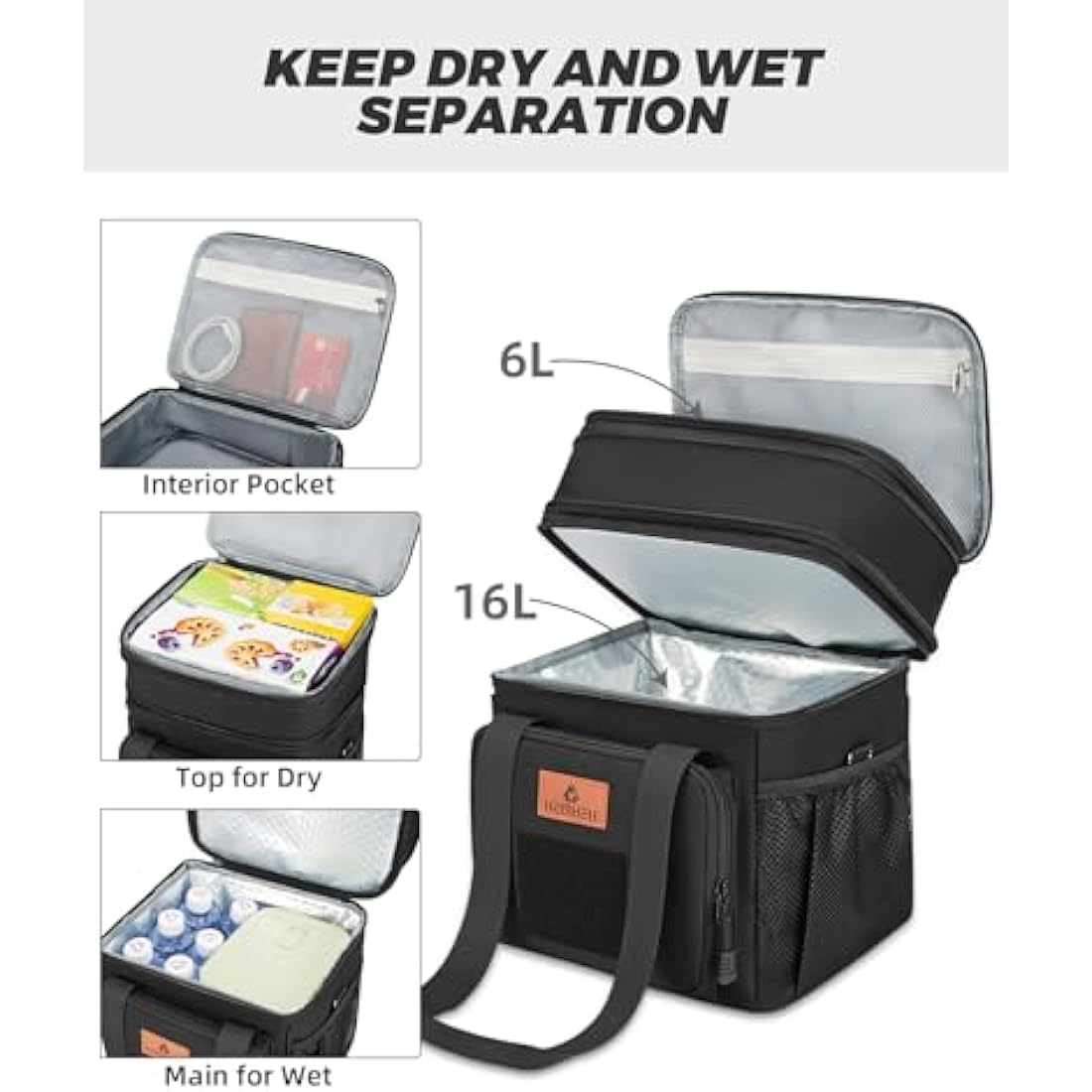 HSHRISH Large Insulated Lunch Bag | 22L Leakproof Cooler for Men – Black