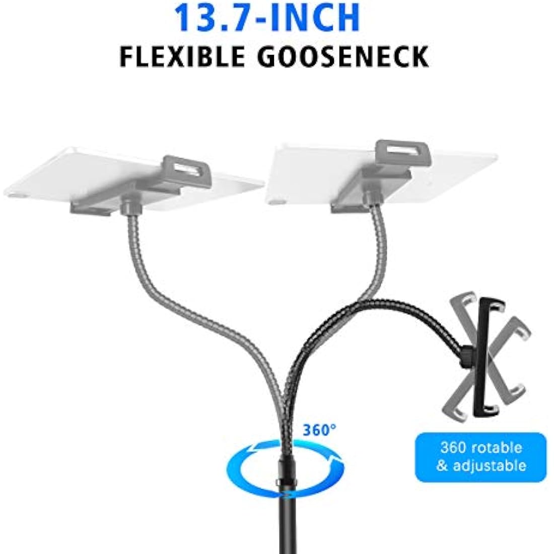 AICase Tablet Floor Stand – Adjustable Gooseneck Holder for iPad 4.6-13"