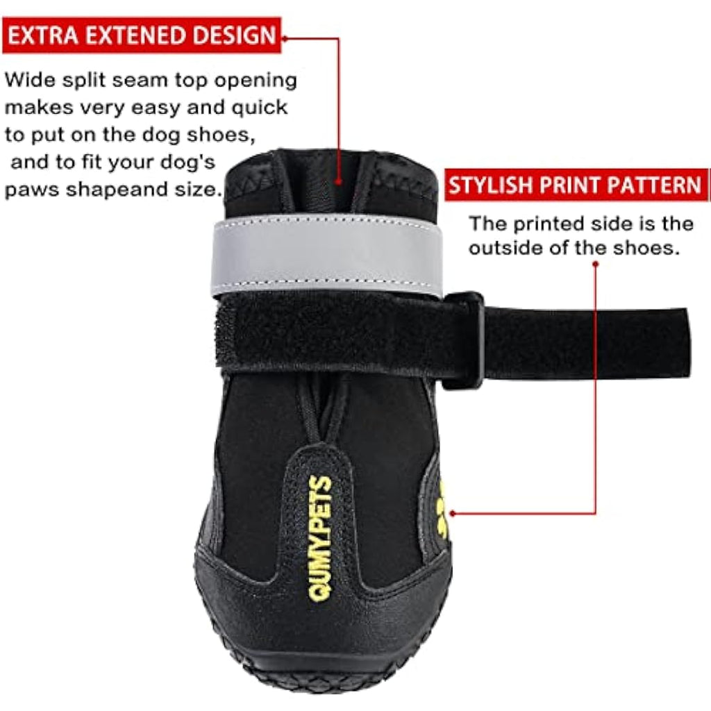 QUMY Waterproof Dog Boots – Anti-Slip Paw Protectors for Large Dogs