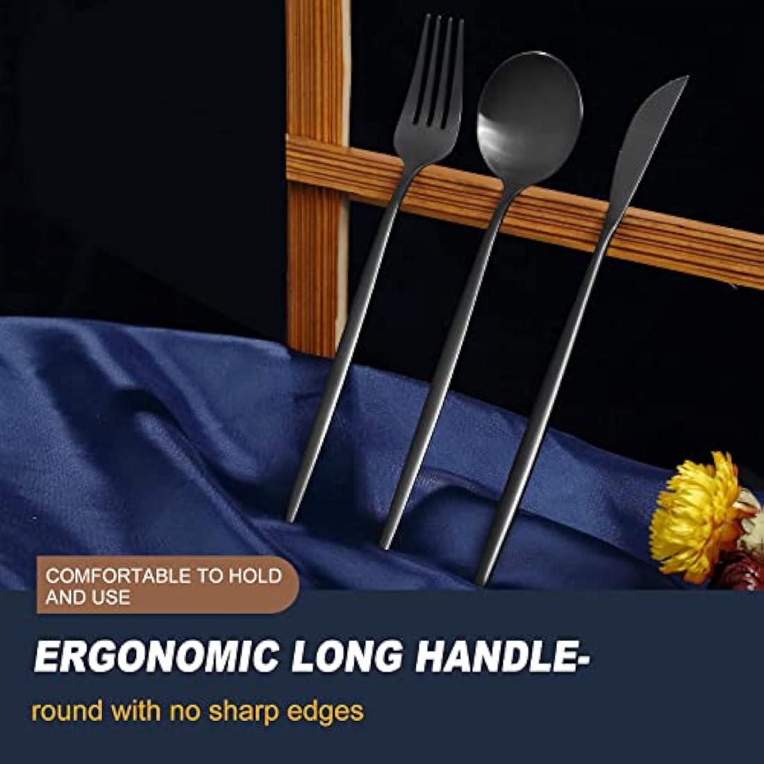 Bestdin Matte Black Cutlery Set | 32-Piece Stainless Steel Service for 8