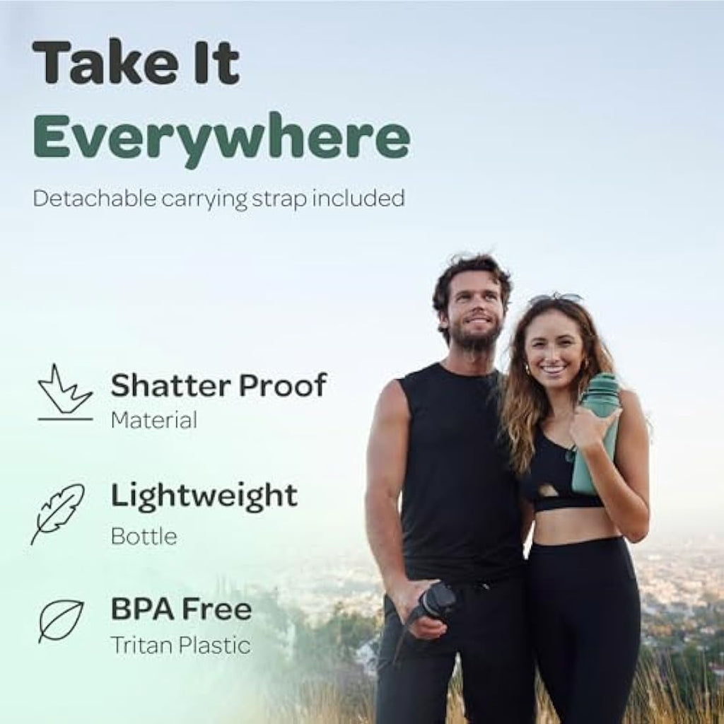 Hydracy 1L Water Bottle with Time Marker – BPA Free Leakproof Gym Bottle