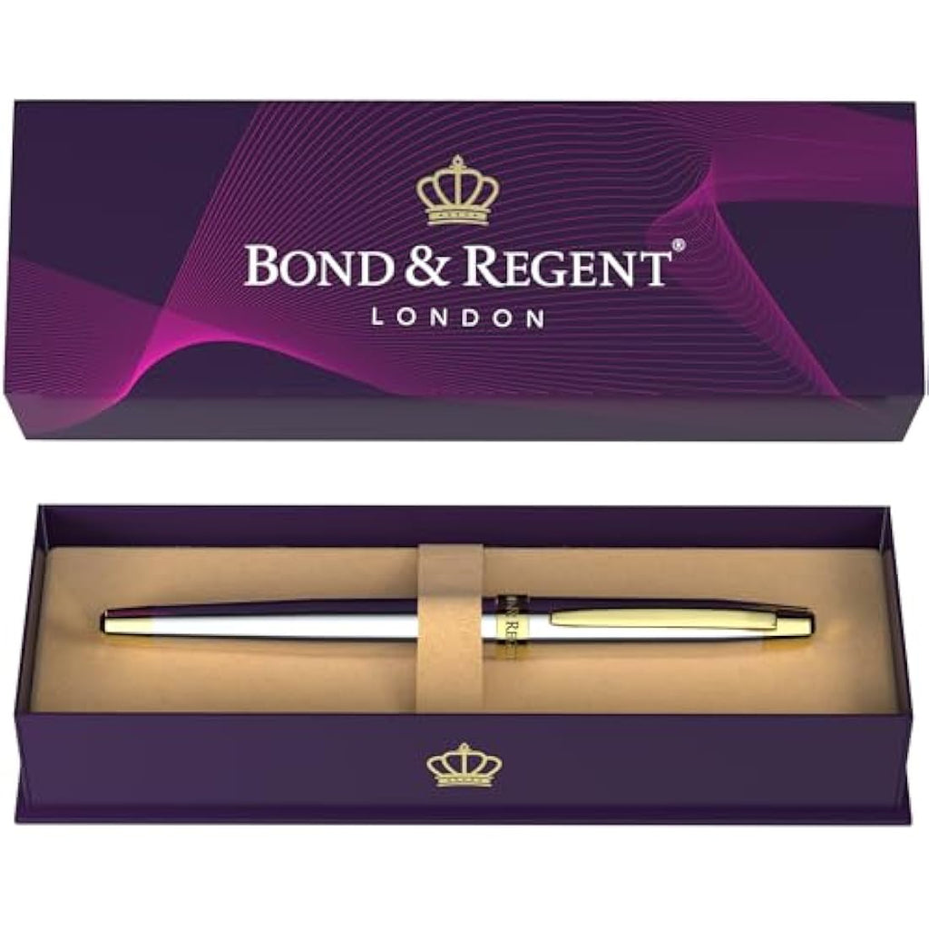 Bond & Regent Rollerball Pen – 24K Gold & Silver Chrome Luxury Gift