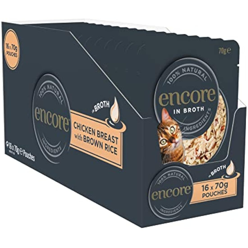 Encore Natural Wet Cat Food - Chicken & Brown Rice Broth (16 x 70g)