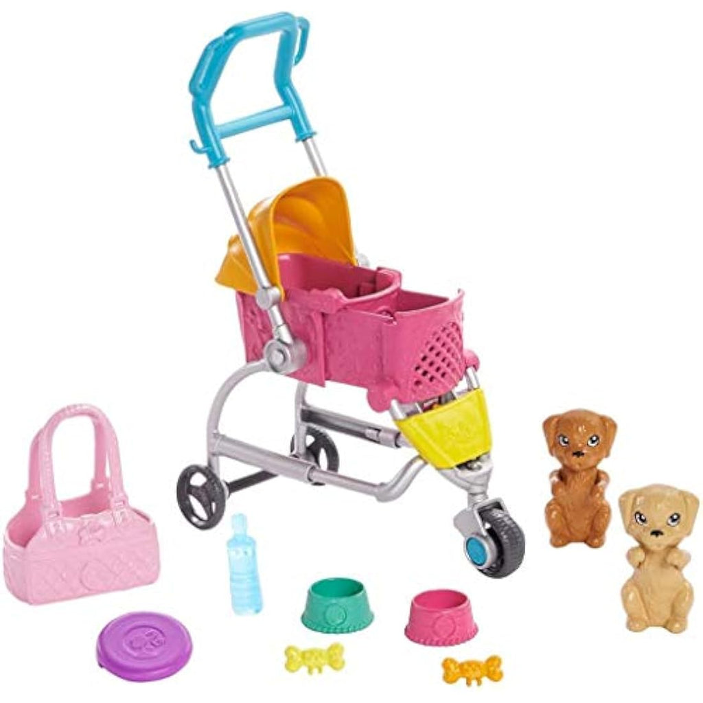 Barbie Stroll ‘n Play Pups Doll Playset with Puppy Accessories