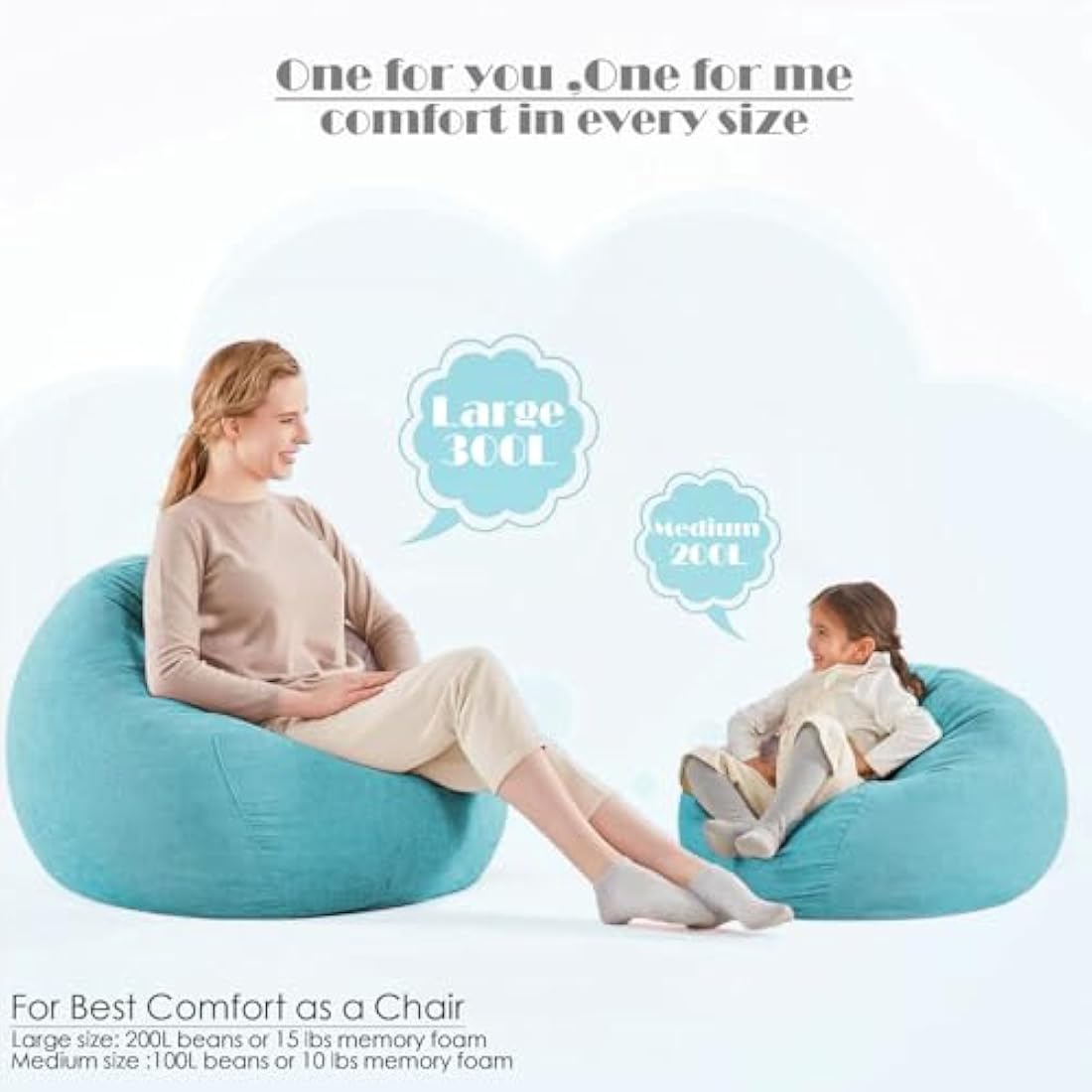 Nobildonna Bean Bag Chair Cover - Soft Corduroy Stuffed Animal Storage