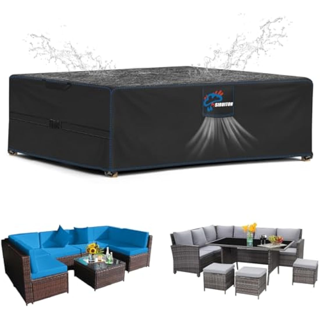 SIRUITON Garden Furniture Cover | 420D Waterproof Oxford Patio Set Cover