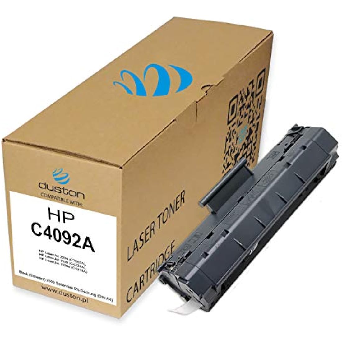 Duston C4092A 92A Black Toner Cartridge 2-Pack for HP LaserJet 1100 3200