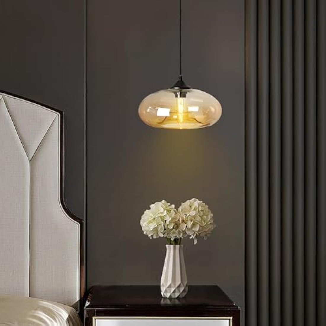 Jolof Store Industrial Glass Pendant Light – Amber Vintage Hanging Lamp