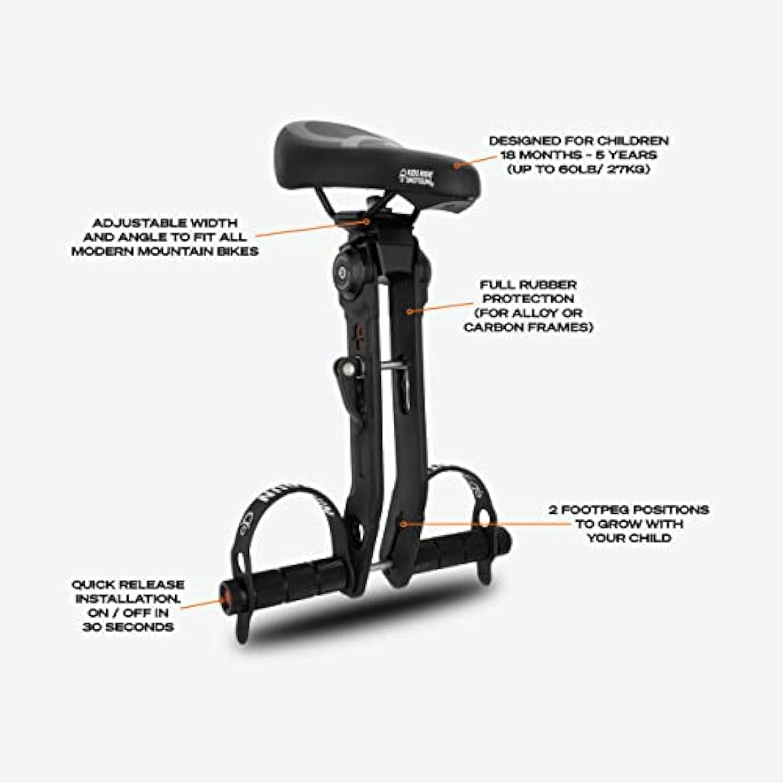 Kids Ride Shotgun Front Mounted Child Bike Seat & Handlebar Combo