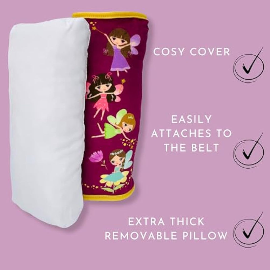 HECKBO Fairy Car Seatbelt Pillow for Kids – Soft Washable Travel Cushion