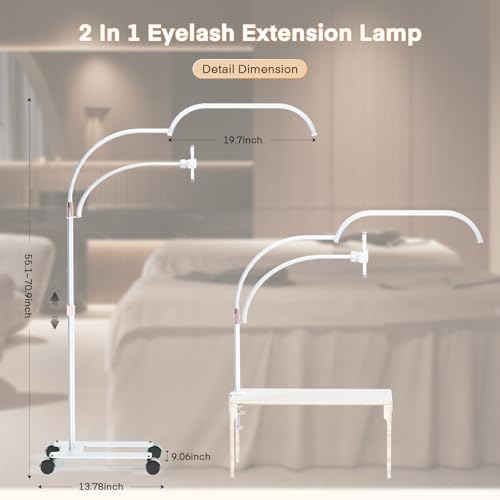 Lmaqfum Half Moon Lash Light – 2-in-1 Floor & Table Lamp with Wheels