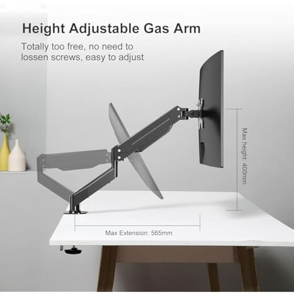 Suptek Single Monitor Arm Gas Spring Mount for 17-32 inch Screens