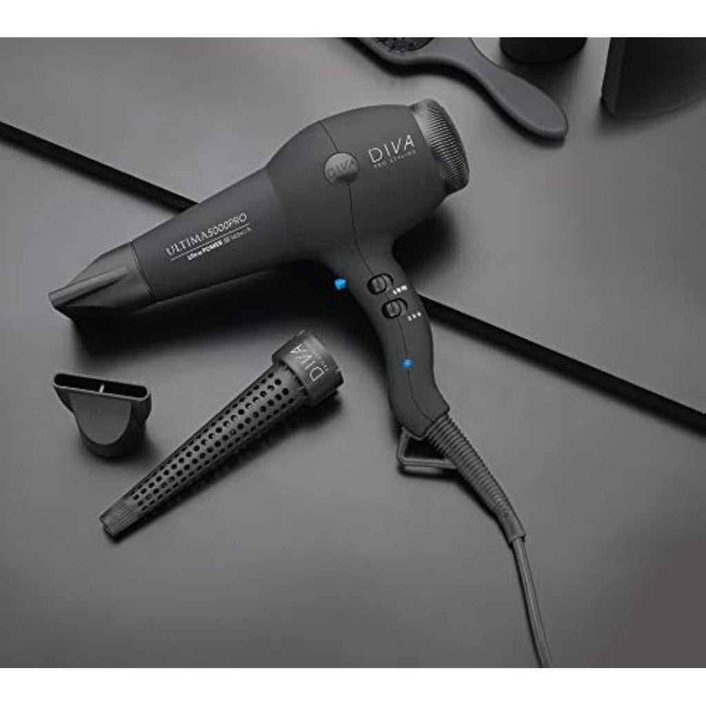 Diva Pro Styling Ultima 5000 Pro Dryer | 2200W Ionic Hairdryer - Black