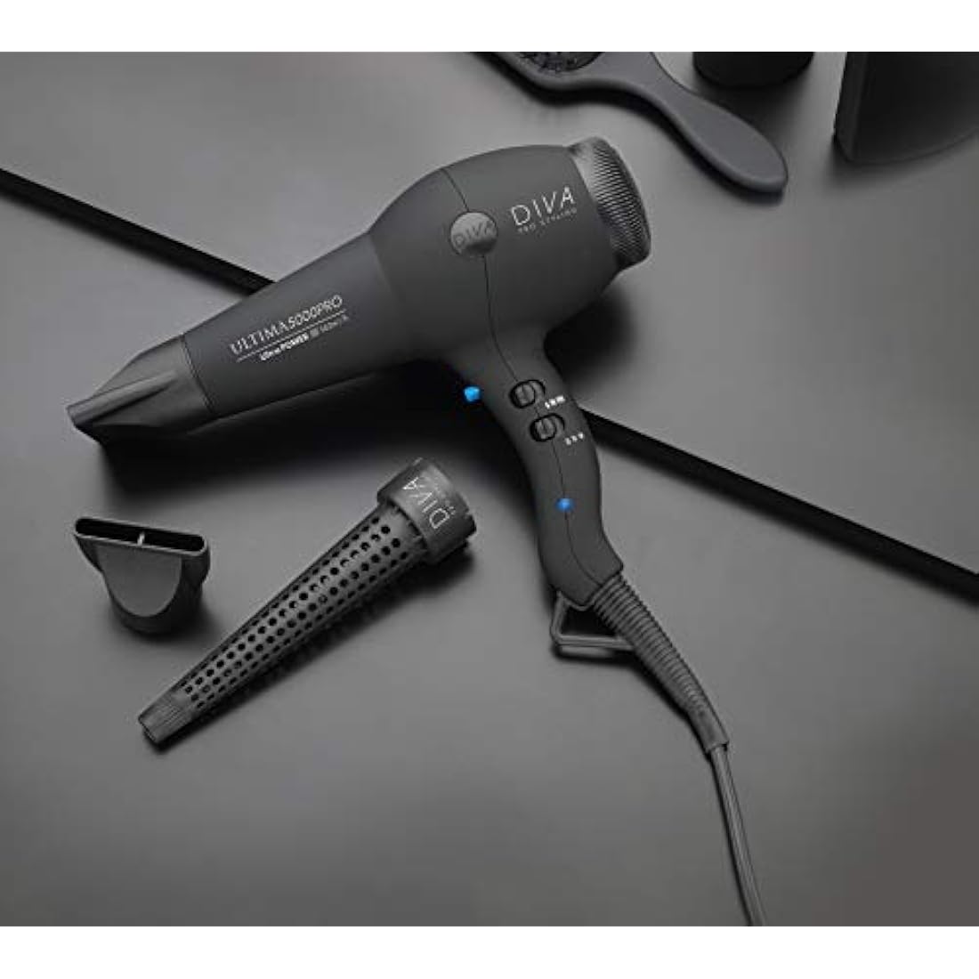 Diva Pro Styling Ultima 5000 Pro Dryer | 2200W Ionic Hairdryer - Black