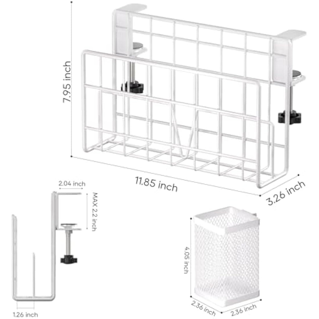 Jolof Store Desk Side Laptop Stand – Vertical Clamp-on Holder with Pen Cup