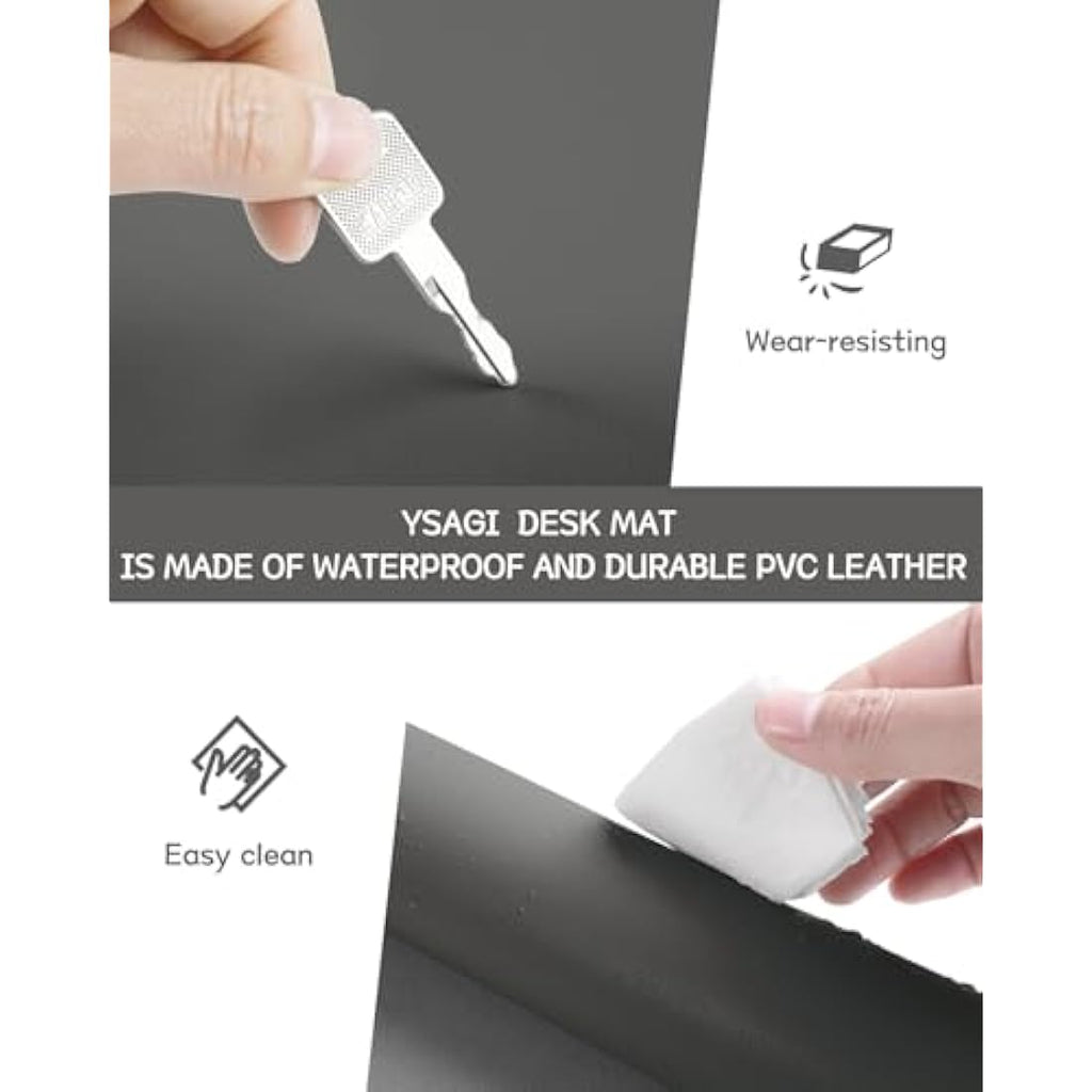 YSAGi Leather Desk Pad – Waterproof Non-Slip Office Writing Mat, Dark Gray