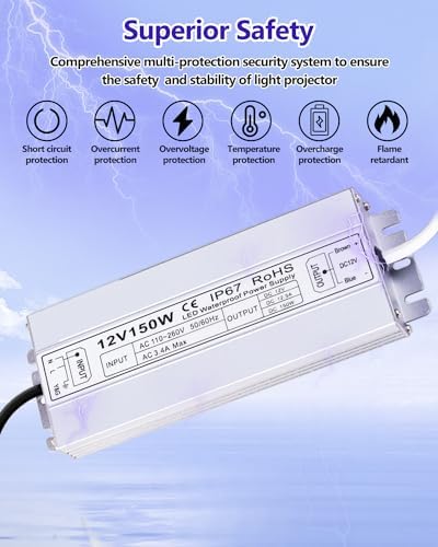 Idealyuan 12V 150W LED Driver – IP67 Waterproof Power Supply Adapter