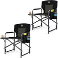 Timber Ridge Heavy Duty Folding Director Chairs with Side Table, Set of 2