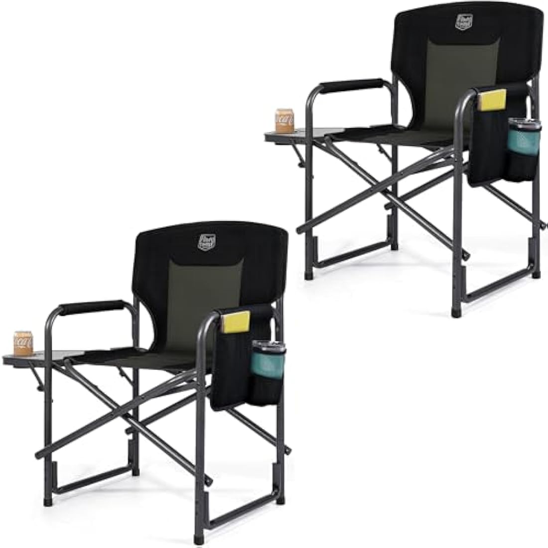 Timber Ridge Heavy Duty Folding Director Chairs with Side Table, Set of 2