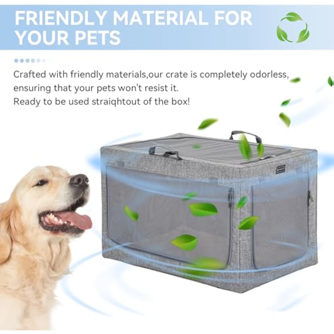 Petsfit Portable Soft Dog Crate – Small Grey Travel Kennel with Mat