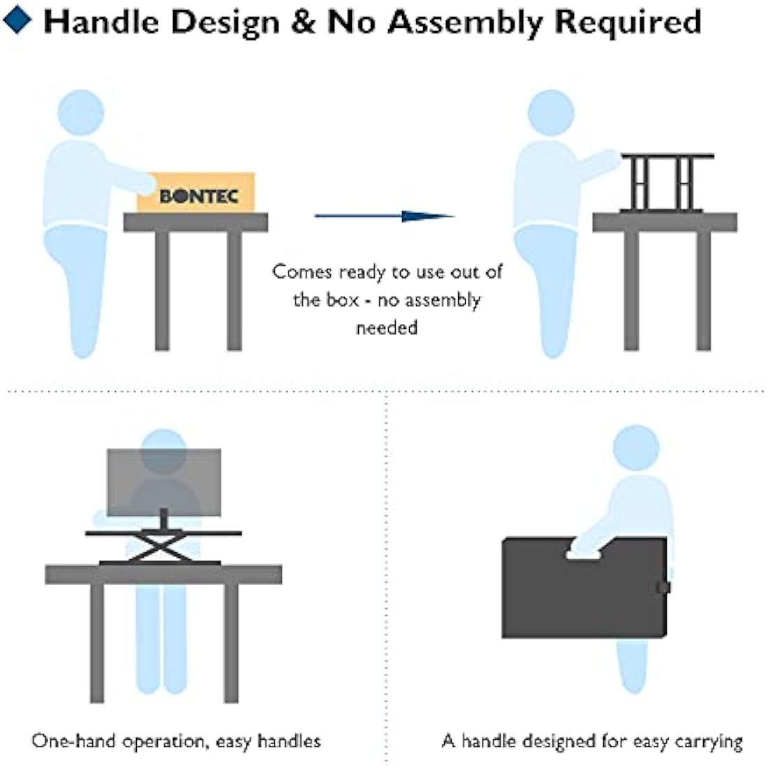 BONTEC Standing Desk Converter | 67x47cm Slim X-Frame Sit Stand Riser