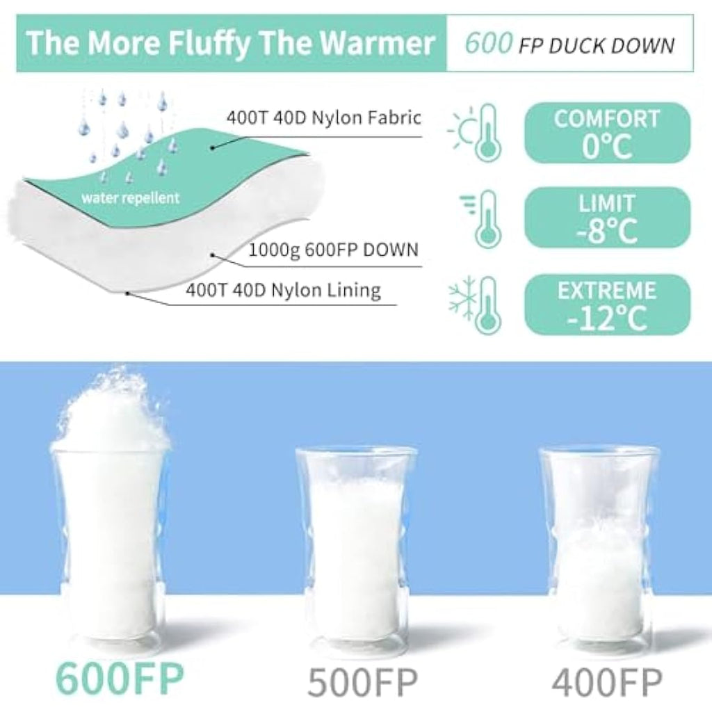 QEZER 4-Season Down Sleeping Bag | 620FP Duck Down Mummy Bag
