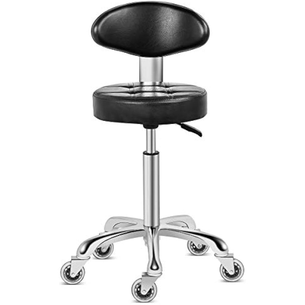 Kaleurrier Rolling Stool Chair – Heavy Duty Swivel Seat with Backrest