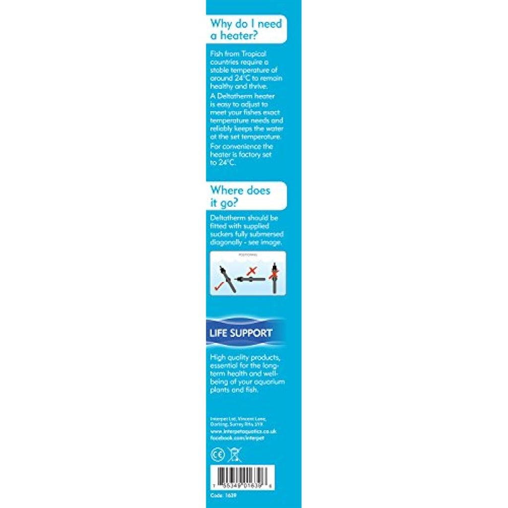 Interpet Deltatherm 25W Submersible Aquarium Heater for Fish Tanks