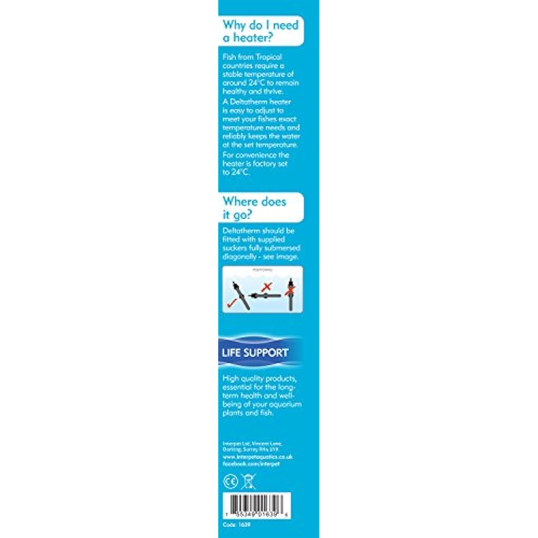 Interpet Deltatherm 25W Submersible Aquarium Heater for Fish Tanks