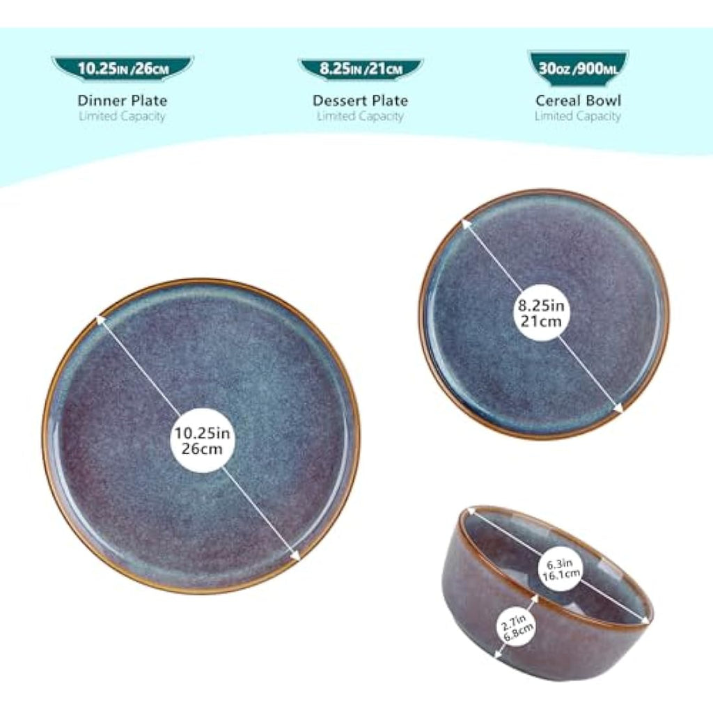 vancasso Playa 18-Piece Stoneware Dinner Set for 6 – Lavender Blue