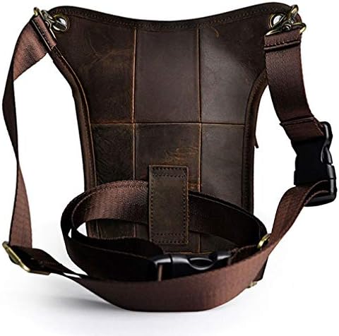 Leather Drop Leg Bag – Motorcycle Thigh Waist Pack, Deep Brown