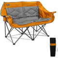 LANMOUNTAIN Folding Camping Loveseat – Heavy Duty Double Chair, Orange