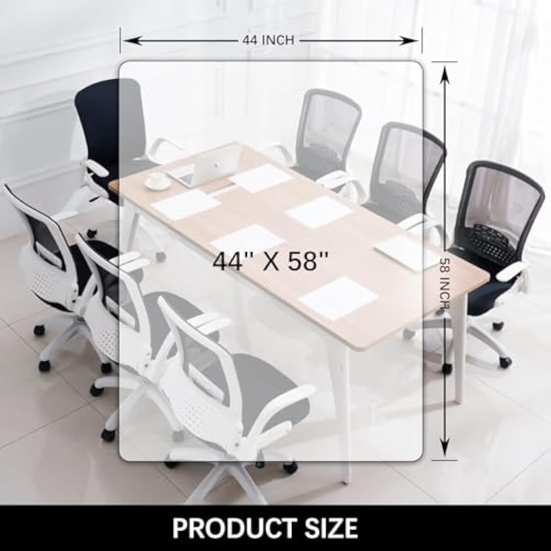 Kuyal Clear PVC Chair Mat for Hard Floors - 112x147cm Office Floor Protector
