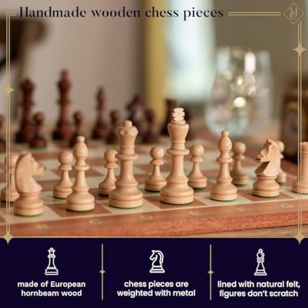 Staunton No. 4 Wooden Chess Pieces in Mahogany Box